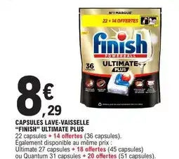 E.Leclerc Capsules lave-vaisselle FINISH Ultimate Plus offre