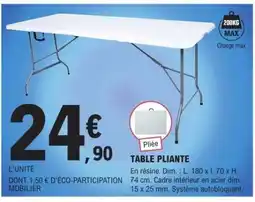 E.Leclerc TABLE PLIANTE offre