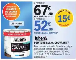E.Leclerc Julien Peinture Blanc Couvrant offre