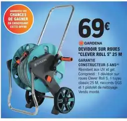 E.Leclerc GARDENA DEVIDOIR SUR ROUES CLEVER ROLL S 25 M offre