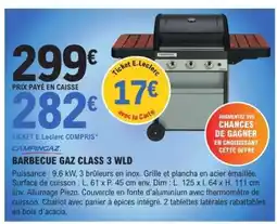 E.Leclerc BARBECUE GAZ CLASS 3 WLD offre