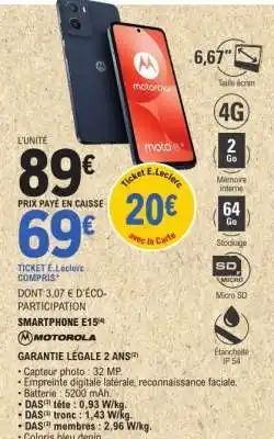 E.Leclerc SMARTPHONE E15 offre