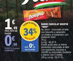 E.Leclerc BARRE CHOCOLAT NOVIPIÙ “NOVI” offre