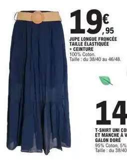 E.Leclerc JUPE LONGUE FRONCÉE TAILLE ÉLASTIQUÉE + CEINTURE offre