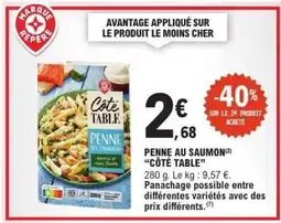 E.Leclerc PENNE AU SAUMON CÔTÉ TABLE offre