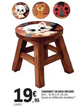 E.Leclerc TABOURET EN BOIS DÉCORÉ offre