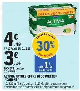 E.Leclerc ACTIVIA NATURE OFFRE DÉCOUVERTE offre