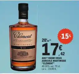 E.Leclerc AOC Rhum Vieux Agricole Martinique 'Clément' offre