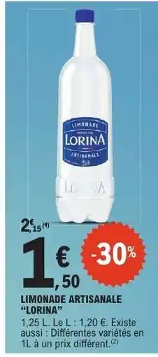 E.Leclerc Limonade Artisanale Lorina offre