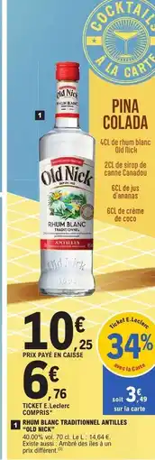 E.Leclerc Rhum Blanc Traditionnel Antilles Old Nick offre