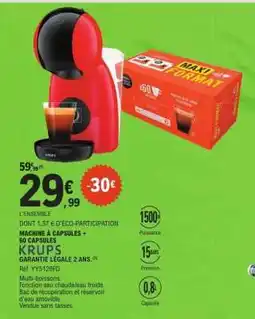 E.Leclerc MACHINE À CAPSULES + 60 CAPSULES KRUPS offre