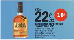 E.Leclerc BLENDED MALT SCOTCH WHISKY MONKEY SHOULDER offre