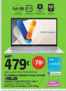 E.Leclerc PC PORTABLE VIVOBOOK X1704VA-AU1018W offre