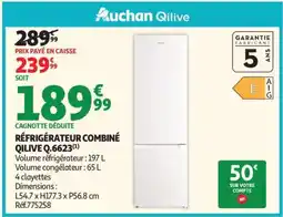 Auchan RÉFRIGÉRATEUR COMBINÉ QILIVE Q.6623 offre