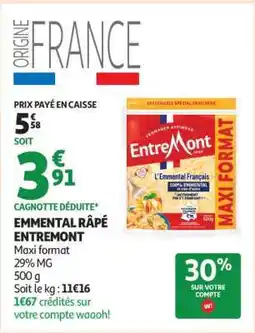 Auchan Emmental Râpé Entremont offre