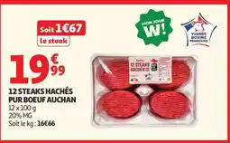Auchan 12 Steaks Hachés Pur Bœuf Auchan offre