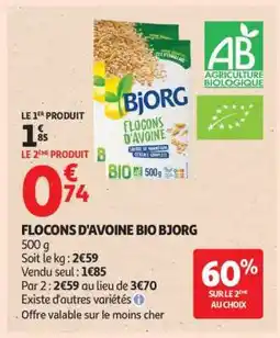Auchan Flocons D'avoine Bio Bjorg offre