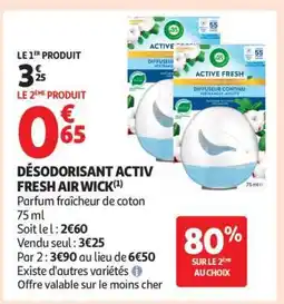 Auchan DÉSODORISANT ACTIV FRESH AIR WICK offre