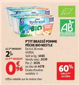 Auchan P'TIT BRASSÉ POMME PÊCHE BIO NESTLE offre