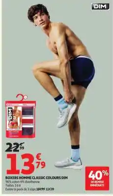 Auchan Boxers Homme Classic Colours Dim offre
