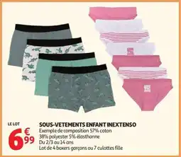 Auchan Sous-Vêtements Enfant Inextenso offre