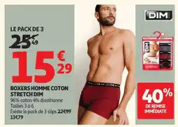 Auchan LE PACK DE 3 BOXERS HOMME COTON STRETCH DIM offre