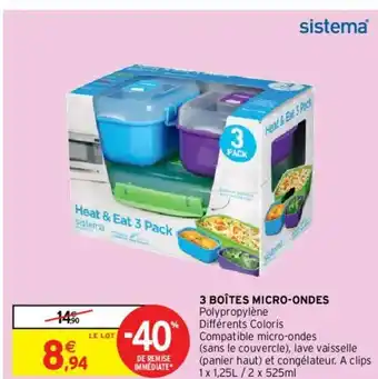 Intermarché Hyper 3 Boîtes Micro-Ondes offre