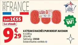 Auchan 6 steaks hachés pur boeuf auchan offre