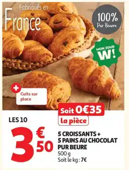 Auchan 5 croissants+ 5 pains au chocolat pur beure offre