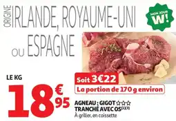 Auchan Agneau gigot tranché avec os offre