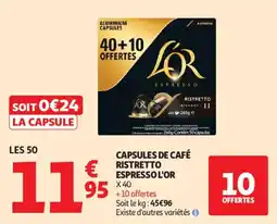 Auchan Capsules de café ristretto espresso l'or offre