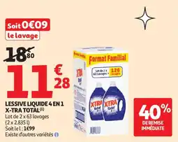 Auchan Lessive liquide 4 en 1 x-tra total offre