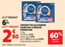 Auchan Croquettes au saumon pour chat stérilisé purina one offre