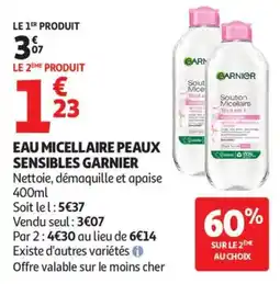 Auchan Eau micellaire peaux sensibles garnier offre