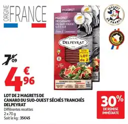 Auchan Lot de 2 magrets de canard du sud-ouest séchés tranchés delpeyrat offre