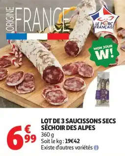 Auchan Lot de 3 saucissons secs séchoir des alpes offre