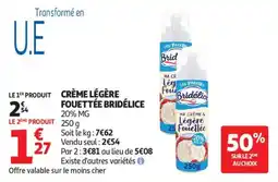 Auchan Crème légère fouettée bridélice offre