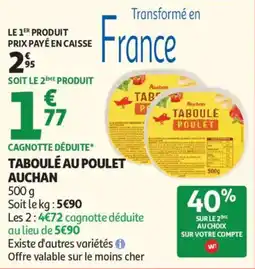 Auchan Taboulé au poulet auchan offre