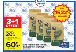 Carrefour CARREFOUR SENSATION Café en grains pur arabica offre