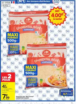Carrefour CARREFOUR CLASSIC Emmental râpé Maxi Format offre