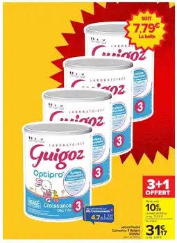 Carrefour GUIGOZ Lait en Poudre Croissance 3 Optipro offre
