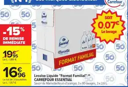 Carrefour CARREFOUR ESSENTIAL Lessive Liquide Format Familial offre