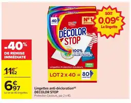 Carrefour DECOLOR STOP Lingettes anti-décloration offre