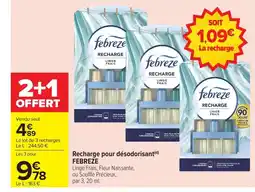 Carrefour FEBREZE Recharge pour désodorisant offre