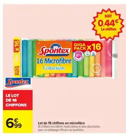Carrefour Lot de 16 chiffons en microfibre offre