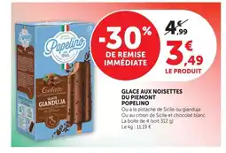 Super U POPELINO Glace aux noisettes du piemont offre