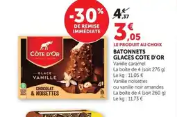 Super U COTE D'OR Batonnets glaces offre