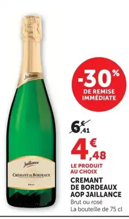 Super U JAILLANCE Cremant de bordeaux aop offre