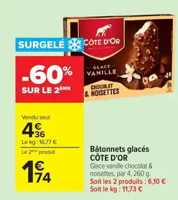 Carrefour CÔTE D'OR Bâtonnets glacés offre