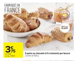 Carrefour 5 pains au chocolat et 5 croissants pur beurre offre